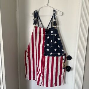 Chubbies Patriotic Overalls in Red, White, and Blue XXL